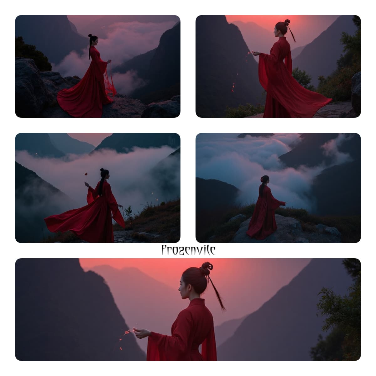 Туманные горы и силуэт в багряном — обложки в духе восточного фэнтези